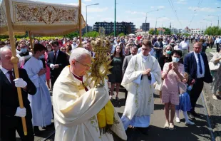 A Corpus Christi procession in Poznań, Poland, June 3, 2021. Credit: Archdiocese of Poznań. 